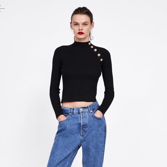 Zara buttoned ribbed sweater Clearance